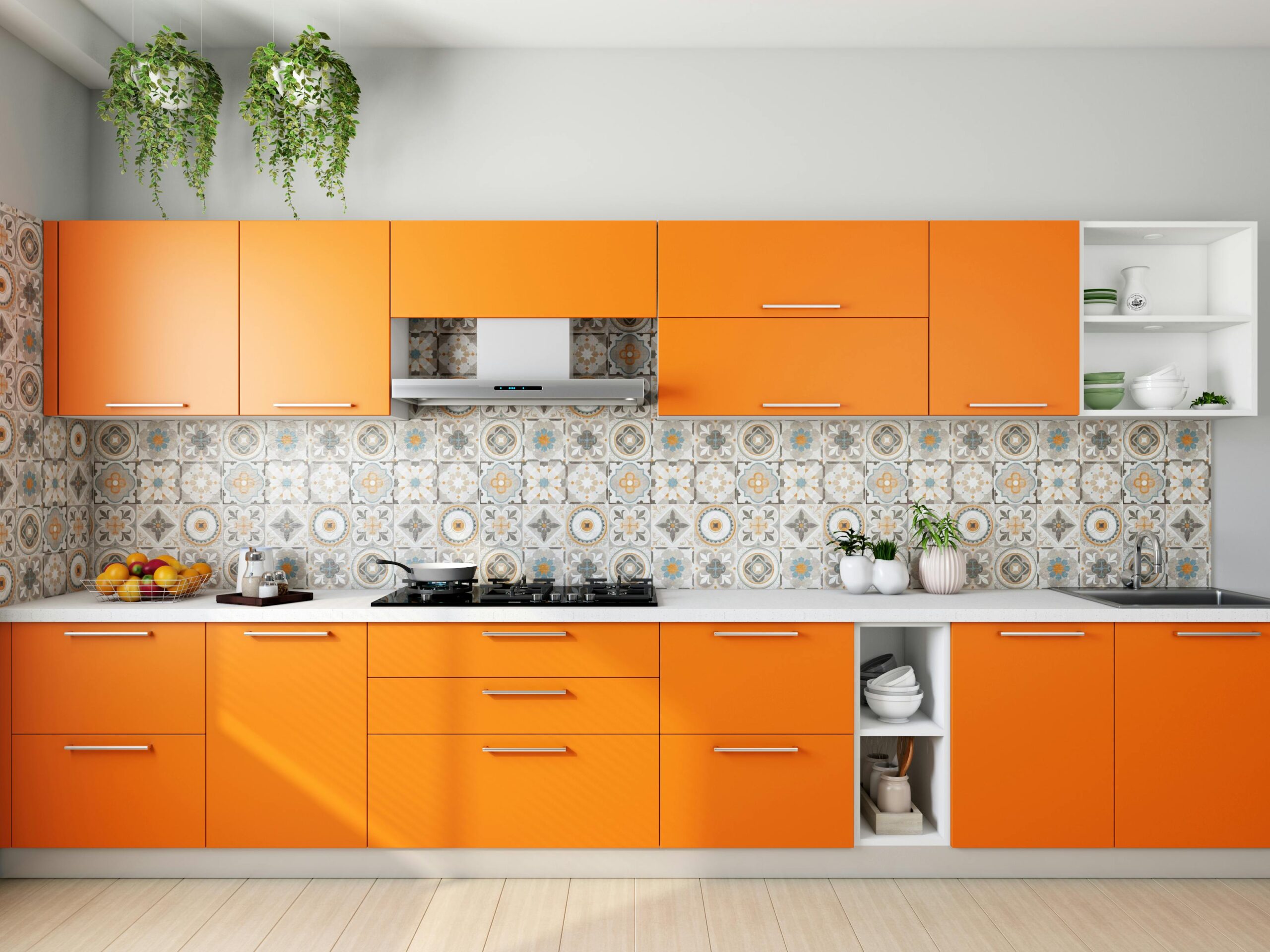 Stikwood wood slat peel and stick backsplash for renters — Japandi rental kitchen