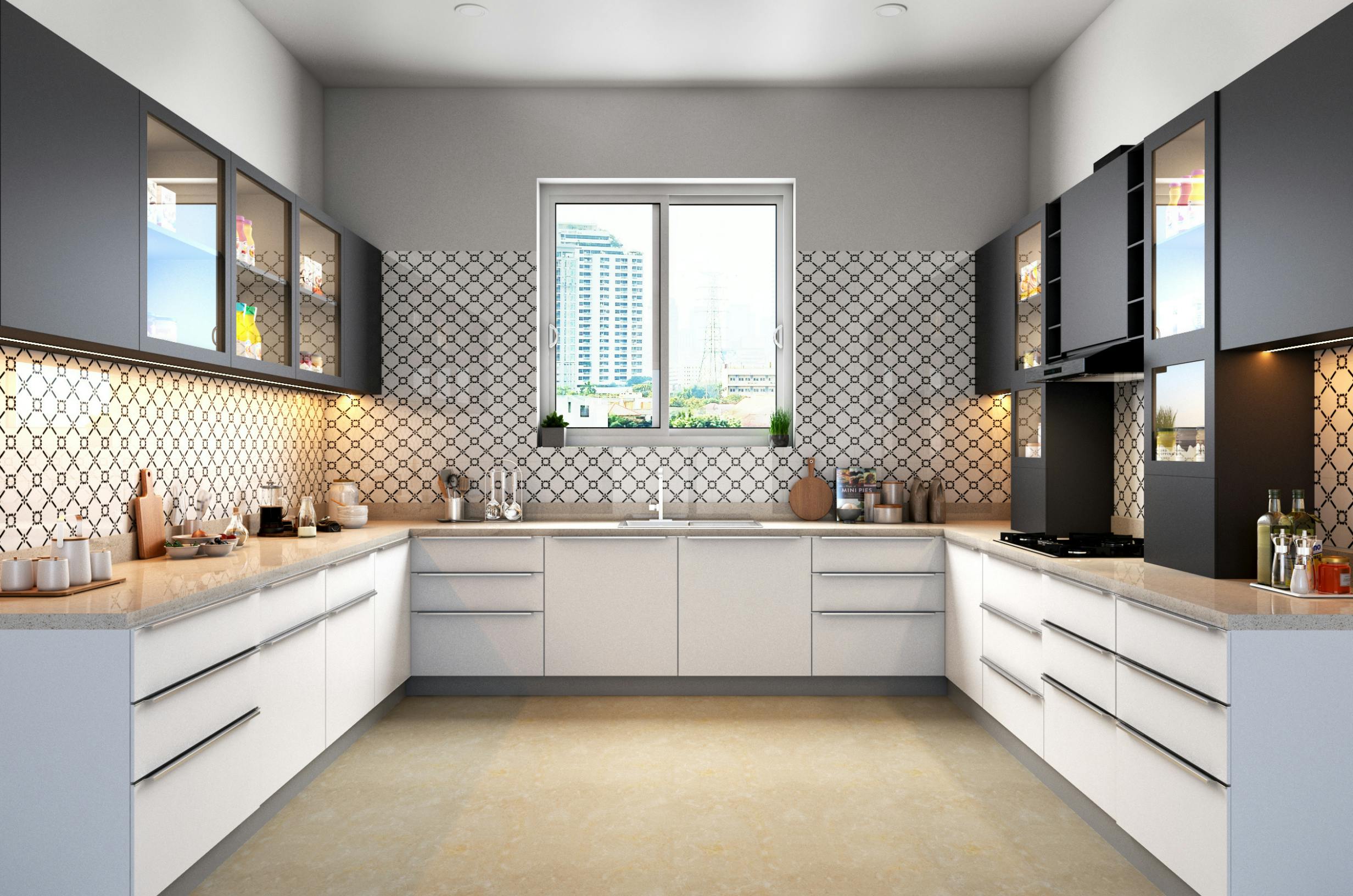 Matte slate peel and stick backsplash for renters in a modern rental kitchen