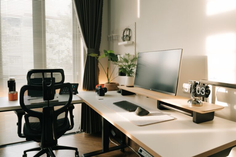 Cute wallpapers for desktop and laptop on a minimalist aesthetic workspace setup