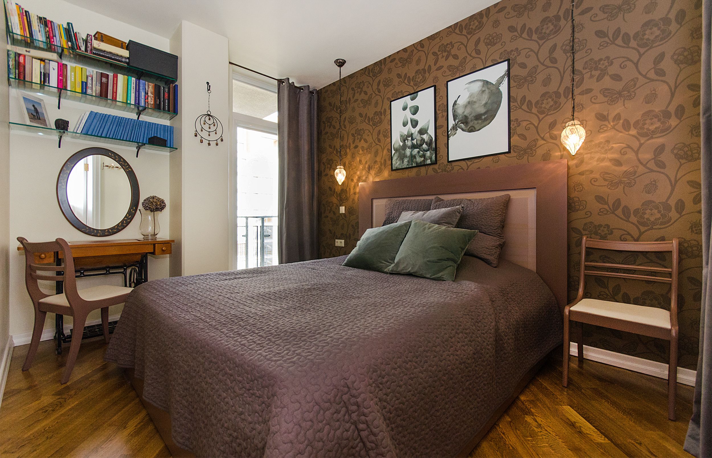 Space saving bed in a stylish small bedroom
